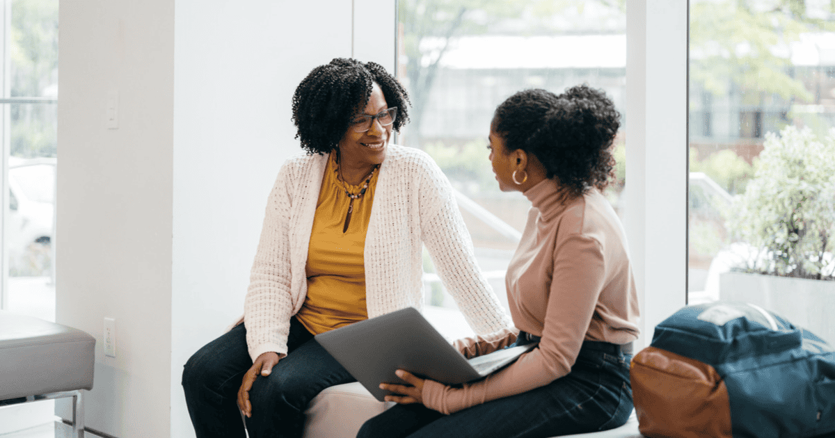 Woman engineer mentoring another woman engineer